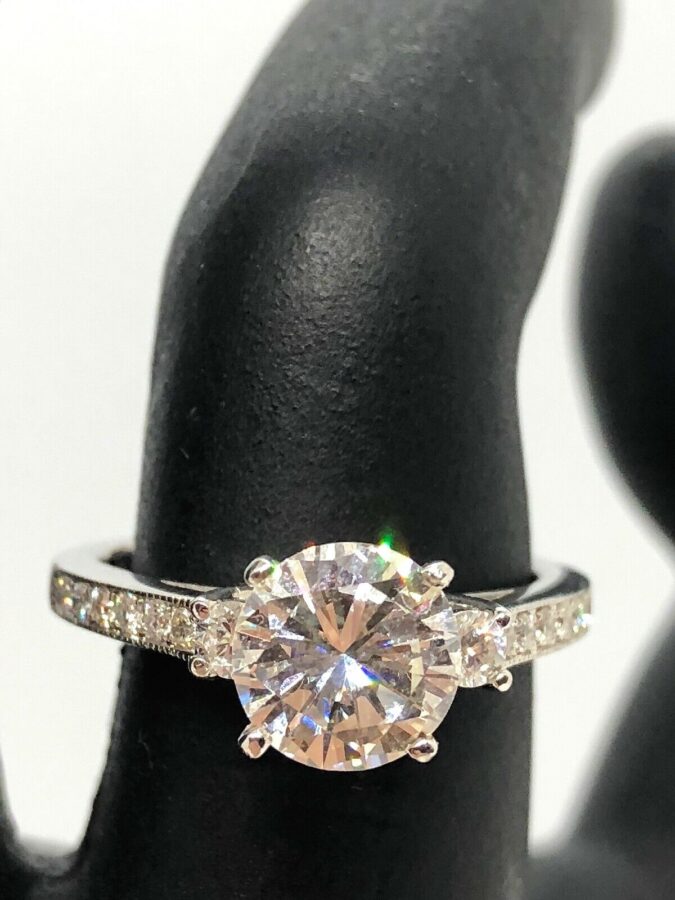 JM Vintage 14K W.G 1.59ct Round Brilliant Diamond Engagement Ring