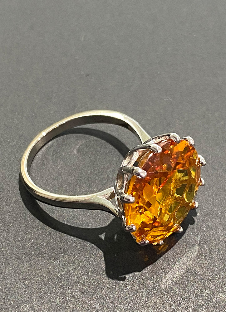 10k white gold orange topaz ring